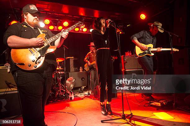 Deren Ney, Steve Adams, Nicki Bluhm and Dave Mulligan of Nicki Bluhm and The Gramblers perform on stage at Razzmatazz on January 22, 2016 in...