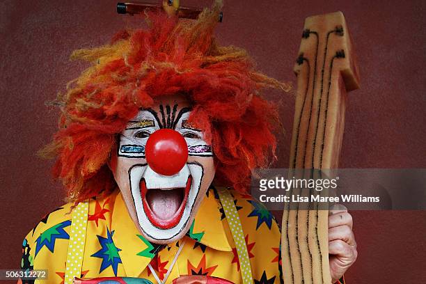 Rodney the clown prepares to take part in the Tamworth Country Music Festival Calvacade on January 23, 2016 in Tamworth, Australia. The Tamworth...