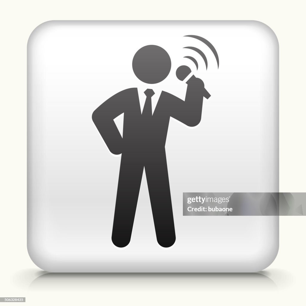 Square Button with Public Speaking royalty free vector art