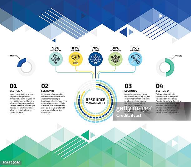 resources infographic abstract background - virtual exercise stock illustrations