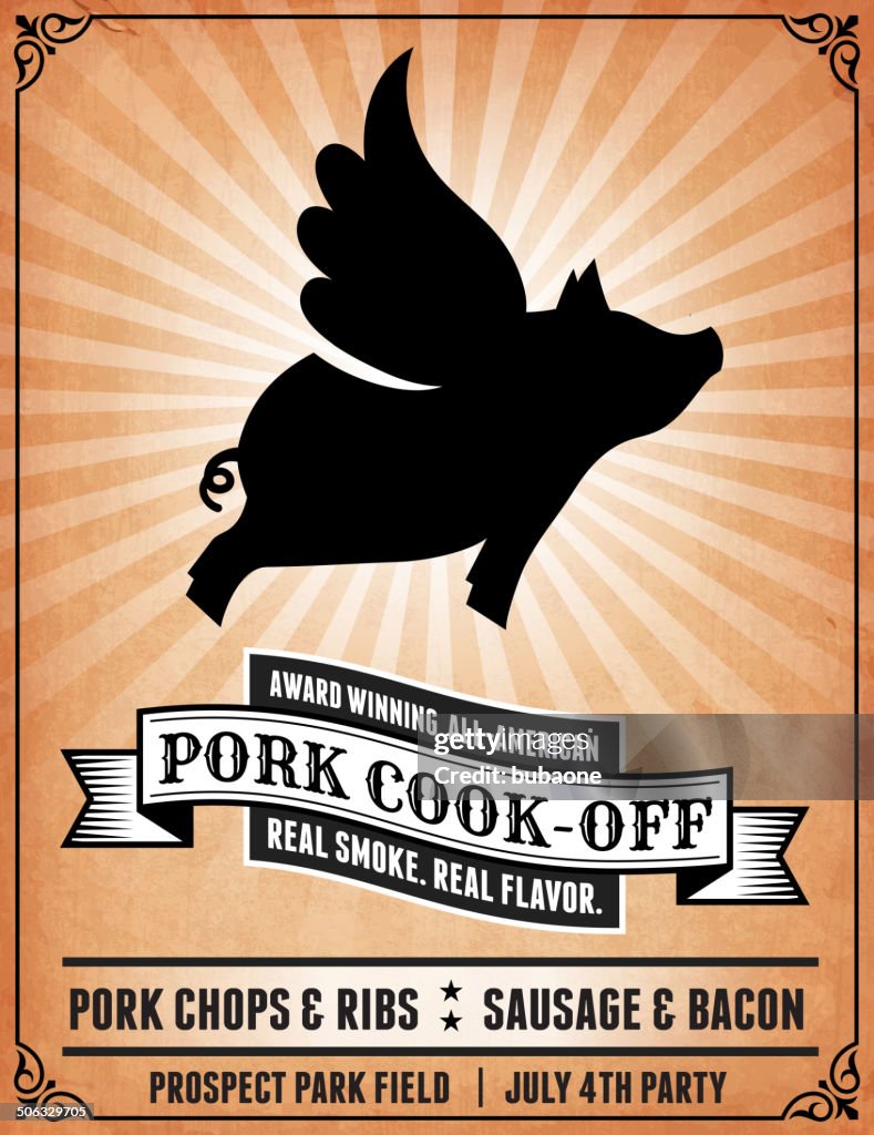 Pork Cook - Off Party Poster royalty-free vector Background
