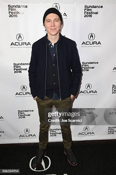Paul Dano arrives at the "Swiss Army Man" Premiere Party at The Acura Studio at Sundance Film Festival 2016 on January 22, 2016 in Park City, Utah.
