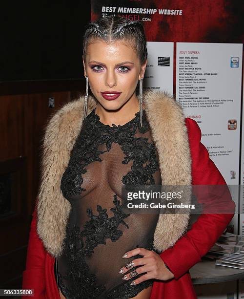 Adult film actress Adriana Chechik attends the 2016 AVN Adult Entertainment Expo at The Joint inside the Hard Rock Hotel & Casino on January 22, 2016...