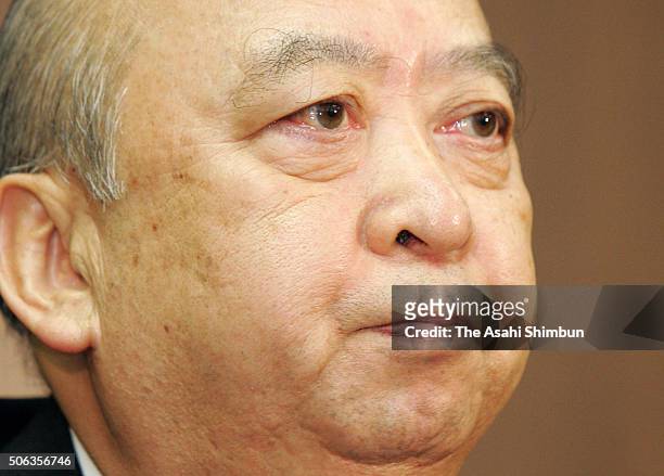National Broadcaster NHK President Katsuji Ebisawa attends a press conference on his resignation on January 25, 2005 in Tokyo, Japan.