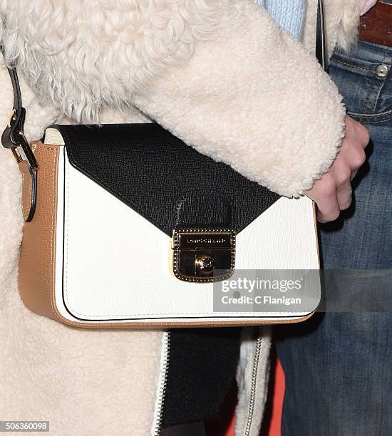 Actress Mary Elizabeth Winstead, Purse Detail, attends the 'Swiss Army Man' Premiere during the 2016 Sundance Film Festival at Eccles Center Theatre...