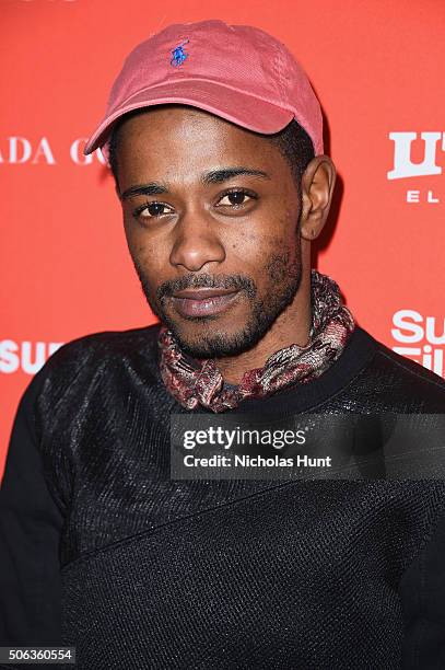 Actor Keith Stanfield attends the "Miles Ahead" Premiere during the 2016 Sundance Film Festival at The Marc Theatre on January 22, 2016 in Park City,...