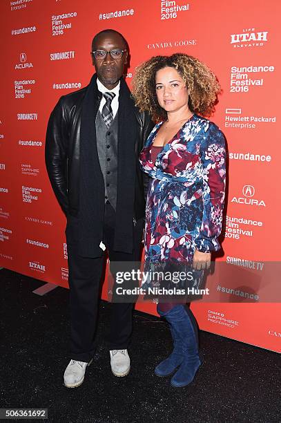 Actors Don Cheadle and Bridgid Coulter attend the "Miles Ahead" Premiere during the 2016 Sundance Film Festival at The Marc Theatre on January 22,...