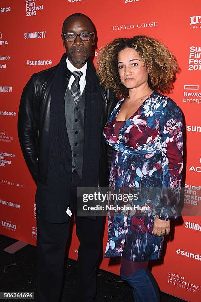 Actors Don Cheadle and Bridgid Coulter attend the "Miles Ahead" Premiere during the 2016 Sundance Film Festival at The Marc Theatre on January 22,...