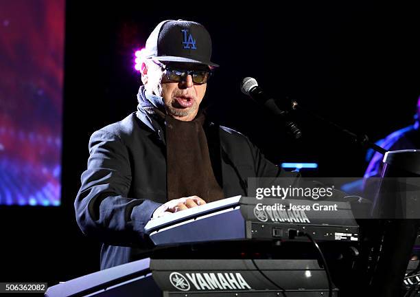 Keyboardist David Paich performs on stage during day 2 of the 2016 NAMM Show at the Anaheim Convention Center on January 22, 2016 in Anaheim,...