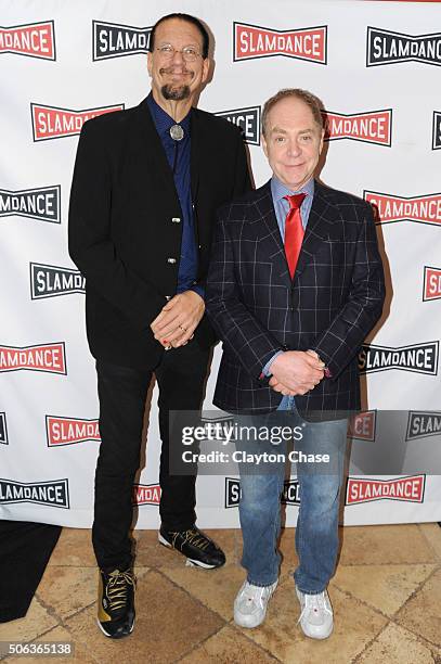 Comedy duo Penn and Teller attend the Slamdance Film Festival World Premiere Of "Director's Cut" Photo Call at Treasure Mountain Inn on January 22,...