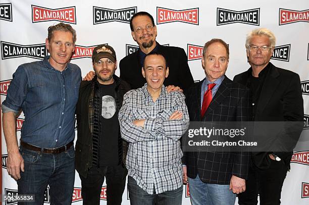 Peter Baxter, Adam Rifkin, Penn, Gilbert Gottfried, Teller, and Harry Hamlin attends the Slamdance Film Festival World Premiere Of "Director's Cut"...