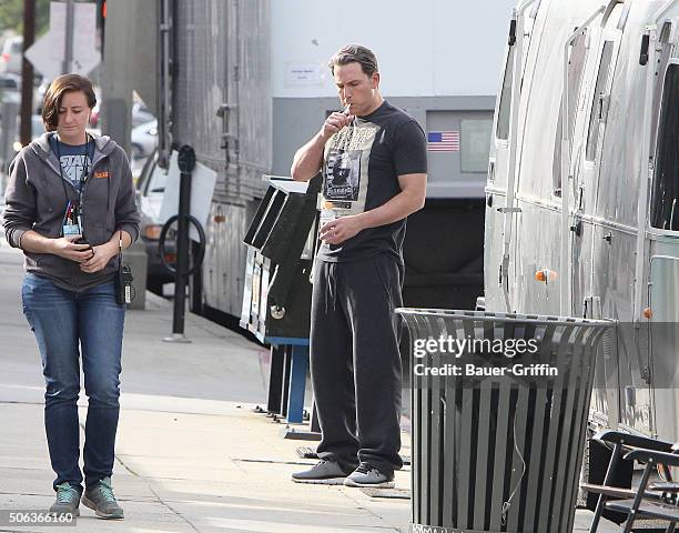 Ben Affleck is seen on the set of 'Live By Night' on January 22, 2016 in Los Angeles, California.