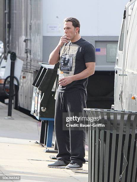 Ben Affleck is seen on the set of 'Live By Night' on January 22, 2016 in Los Angeles, California.