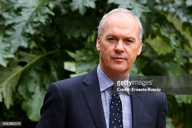 Michael Keaton attends a photocall for 'Spotlight' at Hotel De Russie on January 23, 2016 in Rome, Italy.