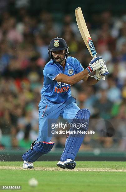 Manish Pandey of India bats during game five of the Commonwealth Bank One Day Series match between Australia and India at Sydney Cricket Ground on...