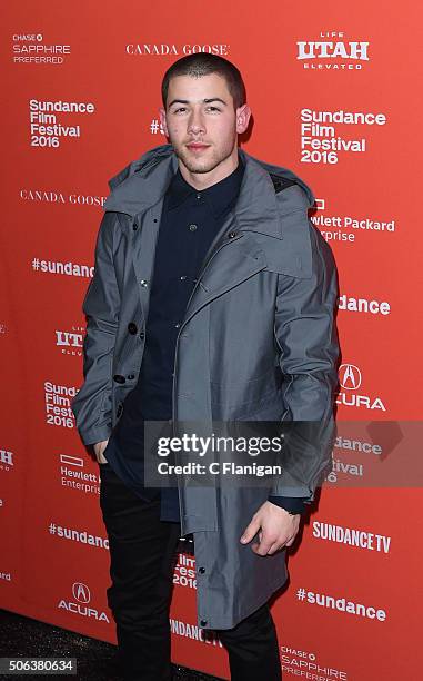 Singer/Actor Nick Jonas attends the 'Goat' Premiere during the 2016 Sundance Film Festival at Library Center Theater on January 22, 2016 in Park...