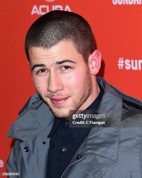 Singer/Actor Nick Jonas attends the 'Goat' Premiere during the 2016 Sundance Film Festival at Library Center Theater on January 22, 2016 in Park...