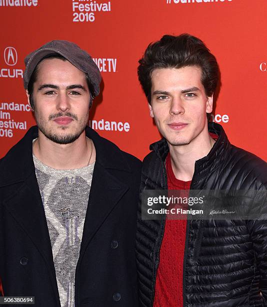 Actors Ben Schnetzer and Gus Halper attend the 'Goat' Premiere during the 2016 Sundance Film Festival at Library Center Theater on January 22, 2016...