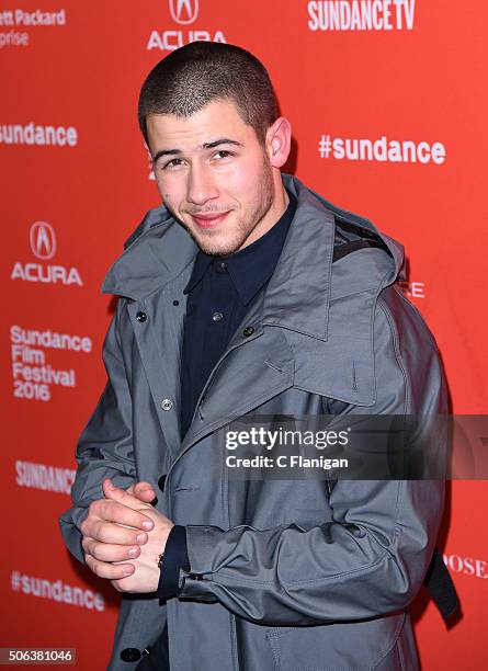 Singer/Actor Nick Jonas attends the 'Goat' Premiere during the 2016 Sundance Film Festival at Library Center Theater on January 22, 2016 in Park...