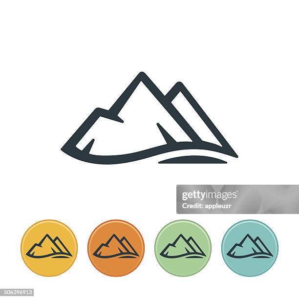 ilustraciones, imágenes clip art, dibujos animados e iconos de stock de icono de montaña - mountain peak