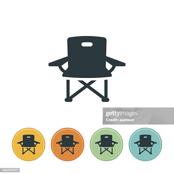 ilustraciones, imágenes clip art, dibujos animados e iconos de stock de camp silla icono - silla de jardín