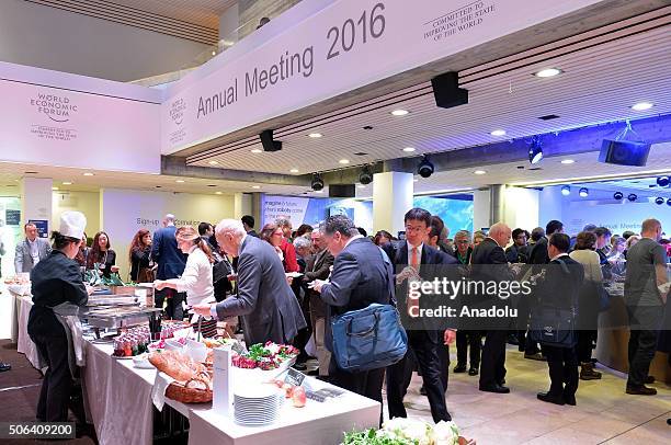 Guests attend the closing reception of World Economic Forum under the title of "4th Industrial Revolution" in Davos, Switzerland on January 23, 2016.