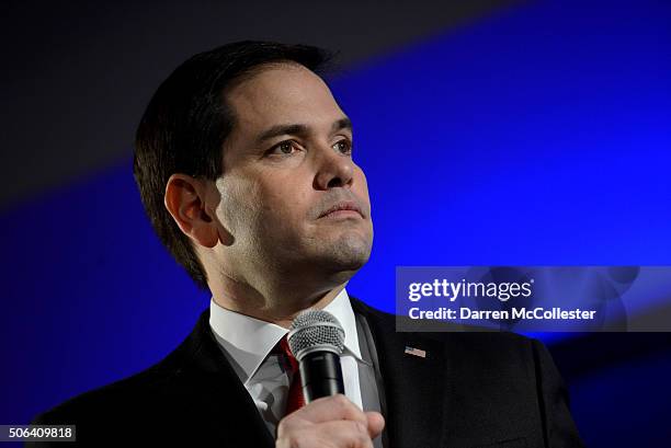 Republican presidential candidate Marco Rubio speaks at the NHGOP First In The Nation Town Hall January 23, 2016 in Nashua, New Hampshire. The...