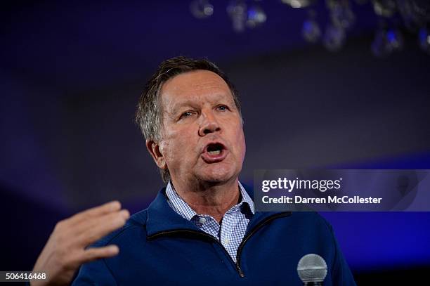 Republican presidential candidate John Kasich speaks at the NHGOP First In The Nation Town Hall January 23, 2016 in Nashua, New Hampshire. The...