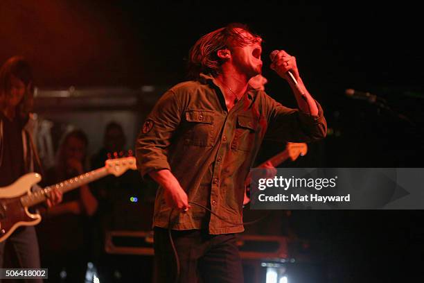 Matthew Shultz of Cage The Elephant performs on stage at the Billboard Winterfest at Park City Live! on January 22, 2016 in Park City, Utah.