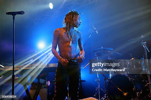 Wiz Khalifa performs on stage at the Billboard Winterfest at Park City Live! on January 22, 2016 in Park City, Utah.