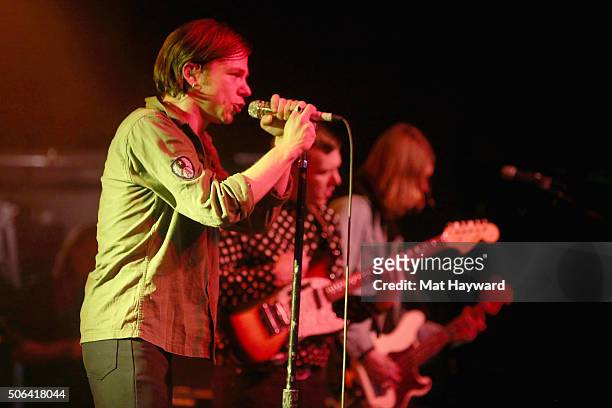 Matthew Shultz of Cage The Elephant performs on stage at the Billboard Winterfest at Park City Live! on January 22, 2016 in Park City, Utah.