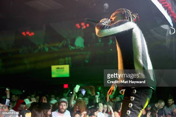 Wiz Khalifa performs on stage at the Billboard Winterfest at Park City Live! on January 22, 2016 in Park City, Utah.