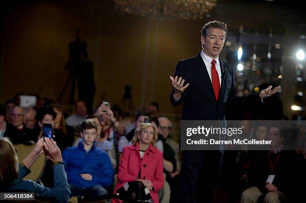 Republican presidential candidate Rand Paul speaks at the NHGOP First In The Nation Town Hall January 23, 2016 in Nashua, New Hampshire. The...