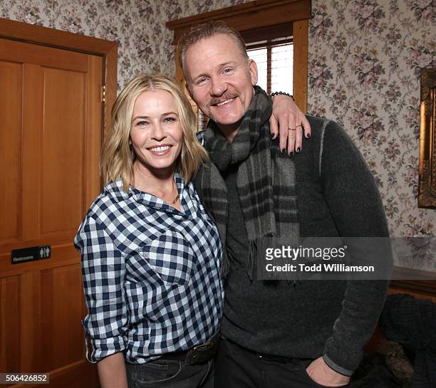 Chelsea Handler and Morgan Spurlock attend the Cinema Cafe Conversation on January 23, 2016 in Park City, Utah.