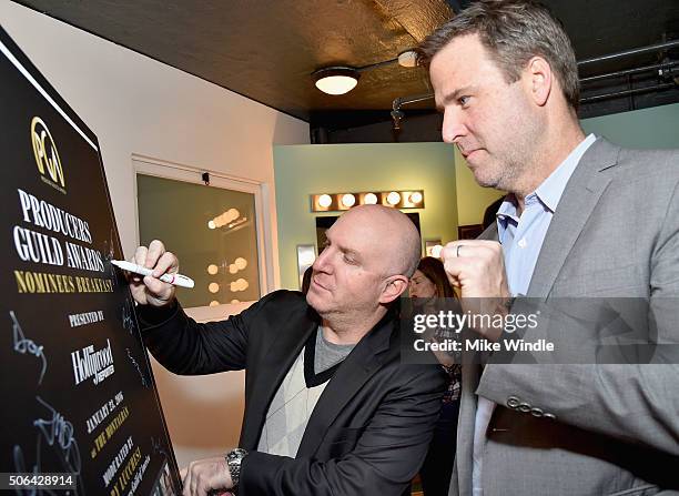 Producer of 'Straight Outta Compton', Scott Bernstein and Producer of 'Sicario', Basil Iwanyk attend the 2016 Producers Guild Awards Nominees...