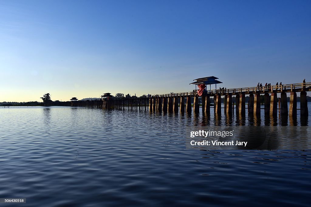 U bein bridge landscape Myanmar