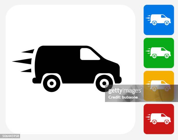 van icon flat graphic design - van white background stock illustrations