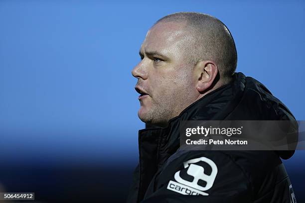 Morecambe manager Jim Bentley looks on during the Sky Bet League Two match between Northampton Town and Morecambe at Sixfields Stadium on January 23,...