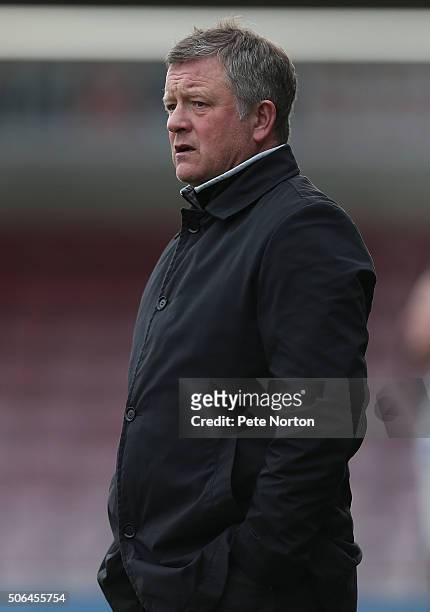 Northampton Town manager Chris Wilder Looks on during the Sky Bet League Two match between Northampton Town and Morecambe at Sixfields Stadium on...
