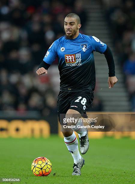 Lewis Grabban of Bournemouth during the Barclays Premier League match between Sunderland and Bournemouth at The Stadium of Light on January 23, 2016...