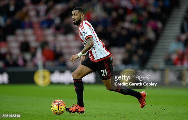 Yann M'Vila of Sunderland during the Barclays Premier League match between Sunderland and Bournemouth at The Stadium of Light on January 23, 2016 in...