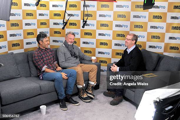 Writer/Director Taika Waititi and actor Sam Neill are interviewed by IMDb's Keith Simanton in The IMDb Studio In Park City, Utah: Day Two - on...