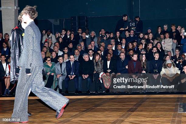 Actors Noomi Rapace, Rami Malek, Christian Slater, CEO Dior Sidney Toledano, Caroline de Maigret and Rapper ASAP Rocky attend the Dior Homme Menswear...