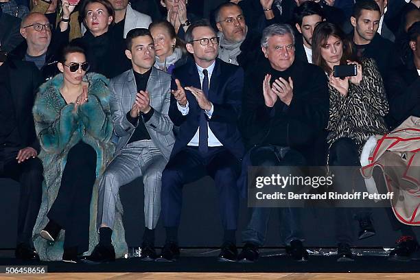 Actors Noomi Rapace, Rami Malek, Christian Slater, CEO Dior Sidney Toledano and Caroline de Maigret attend the Dior Homme Menswear Fall/Winter...