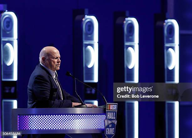 Bruton Smith makes his acceptance speech at the Charlotte Convention Center on January 23, 2016 in Charlotte, North Carolina.