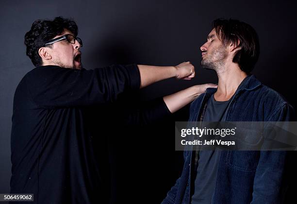 Director Alejandro Fernandez Almendras and actor Agustin Silva from the film "Not much ado about nothing" pose for a portrait during the WireImage...