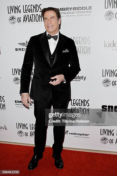 John Travolta attends the 13th Annual Living Legends of Aviation Awards at The Beverly Hilton Hotel on January 22, 2016 in Beverly Hills, California.