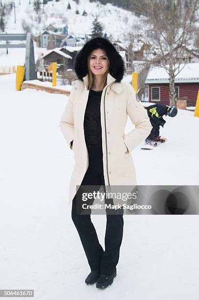 Correspondent Carly Steel, wearing Moose Knuckle Ski Parka, is seen around town during the Sundance Film Festival on January 23, 2016 in Park City,...