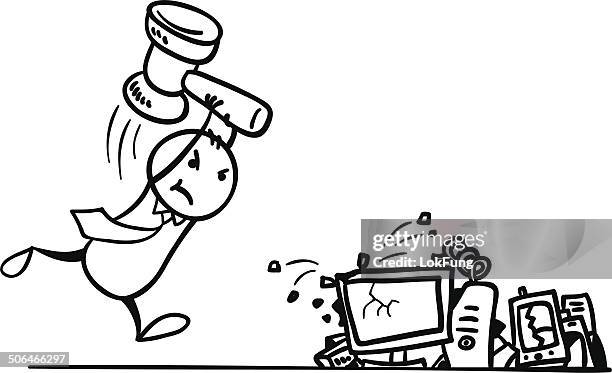 break the work! - excited computer stock illustrations