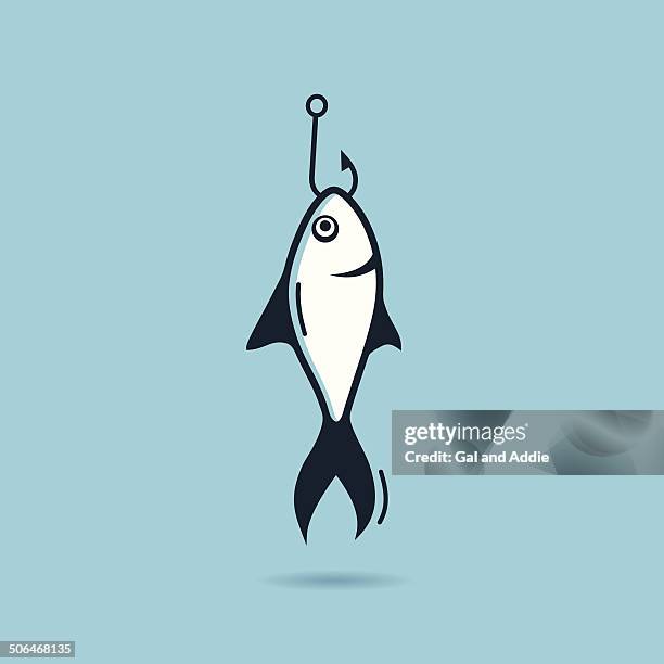 fish on hook - hook stock illustrations